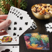 Kleurrijke herfstbladeren aangepast monogram pokerkaarten (Insitu)