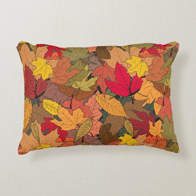 Kleurrijke herfstbladeren accent kussen (Voorkant)
