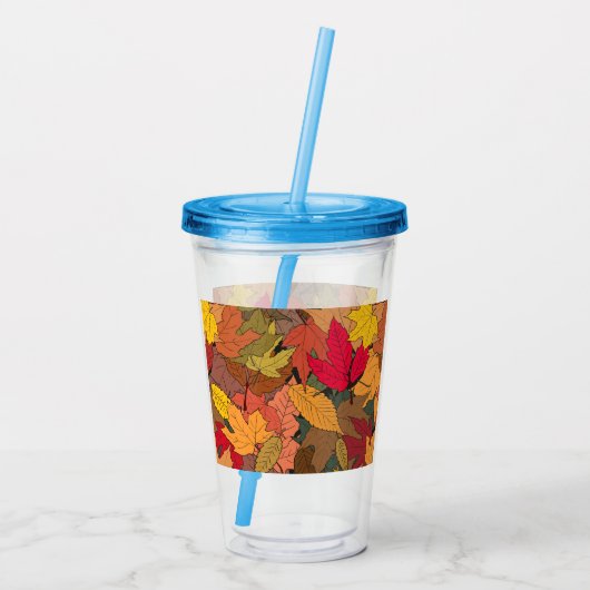 Kleurrijke herfstbladeren acryl drinkbeker (Achterkant)
