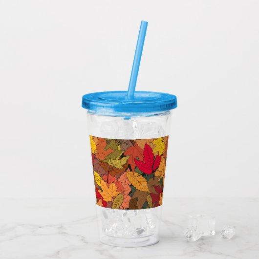 Kleurrijke herfstbladeren acryl drinkbeker (Achterkant ijs)