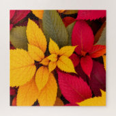 Kleurrijke herfstbladeren botanisch ontwerp legpuzzel (Horizontaal)