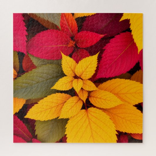 Kleurrijke herfstbladeren botanisch ontwerp legpuzzel (Verticaal)