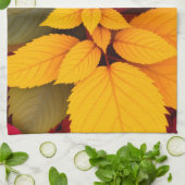 Kleurrijke herfstbladeren botanisch ontwerp theedoek (Gevouwen)