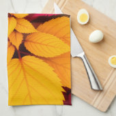 Kleurrijke herfstbladeren botanisch ontwerp theedoek (Quarter Fold)