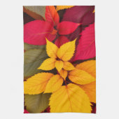 Kleurrijke herfstbladeren botanisch ontwerp theedoek (Verticaal)