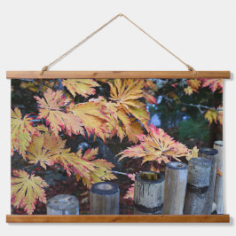 Kleurrijke herfstbladeren en bamboe hangend wandkleed