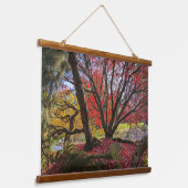 Kleurrijke herfstbladeren en bomen landschap hangend wandkleed (Gebogen)