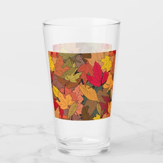 Kleurrijke herfstbladeren glas (Achterkant)