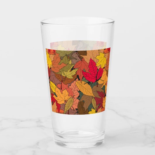 Kleurrijke herfstbladeren glas (Voorkant)