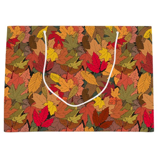 Kleurrijke herfstbladeren groot cadeauzakje (Voorkant)