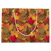 Kleurrijke herfstbladeren groot cadeauzakje (Achterkant)