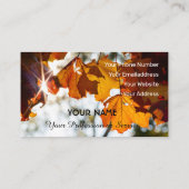 Kleurrijke herfstbladeren in gouden zonnebranche visitekaartje (Achterkant)
