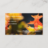 Kleurrijke herfstbladeren in gouden zonnestemming visitekaartje (Achterkant)