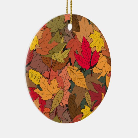 Kleurrijke herfstbladeren keramisch ornament (Rechts)