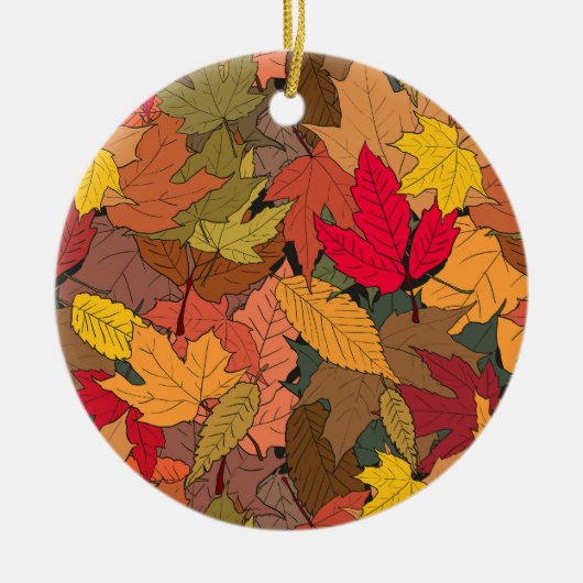 Kleurrijke herfstbladeren keramisch ornament (Voorkant)