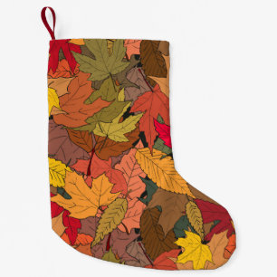 Kleurrijke herfstbladeren kleine kerstsok