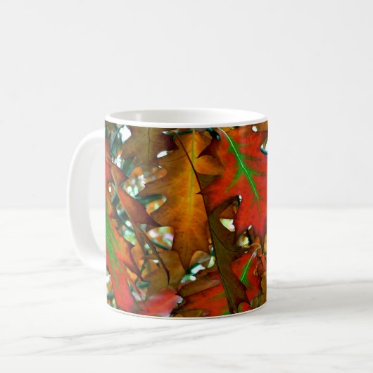 Kleurrijke herfstbladeren koffiemok (Voorkant links)