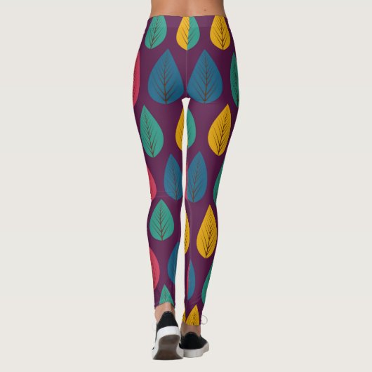 Kleurrijke herfstbladeren leggings (Achterkant)