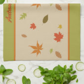 Kleurrijke herfstbladeren met aangepaste tekst theedoek (Gevouwen)