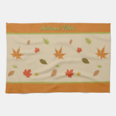 Kleurrijke herfstbladeren met aangepaste tekst theedoek (Horizontaal)