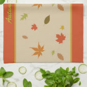 Kleurrijke herfstbladeren met aangepaste tekst theedoek (Gevouwen)