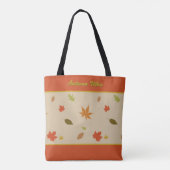 Kleurrijke herfstbladeren met aangepaste tekst tote bag (Achterkant)