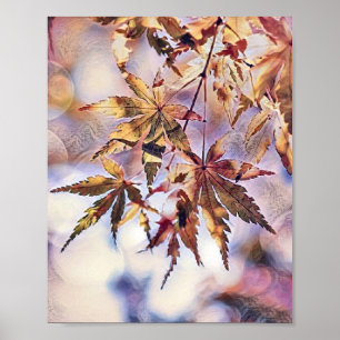 Kleurrijke Herfstbladeren met herfstkleuren waterv Poster