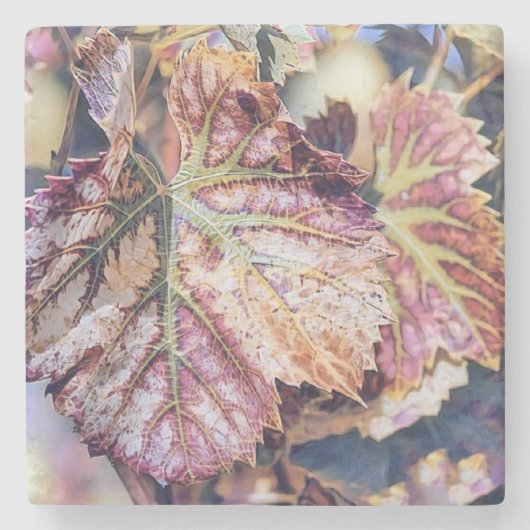 Kleurrijke Herfstbladeren met herfstkleuren waterv Stenen Onderzetter (Voorkant)