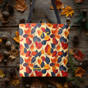 Kleurrijke herfstbladeren met warme herfststemming tote bag