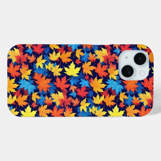 Kleurrijke herfstbladeren op donkerblauwe achtergr Case-Mate iPhone case (Achterkant (horizontaal))