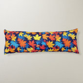 Kleurrijke herfstbladeren op donkerblauwe achtergr lichaamskussen (Achterkant)