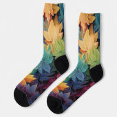 Kleurrijke herfstbladeren op maat monogram sokken (Links)