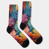 Kleurrijke herfstbladeren op maat monogram sokken (Rechts)