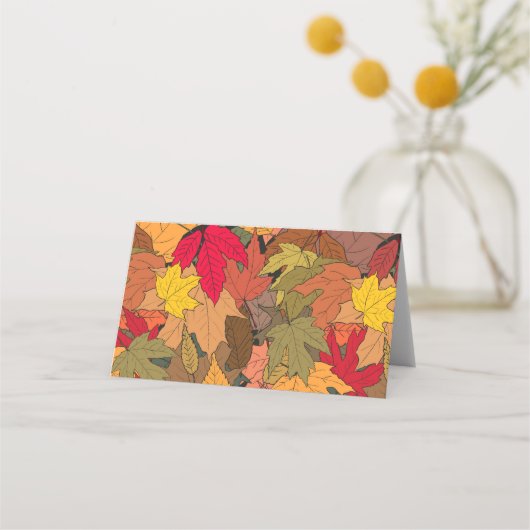 Kleurrijke herfstbladeren plaatskaartje (Achterkant)