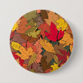Kleurrijke herfstbladeren ronde button 7,6 cm (Voorkant)