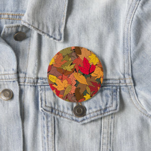 Kleurrijke herfstbladeren ronde button 7,6 cm