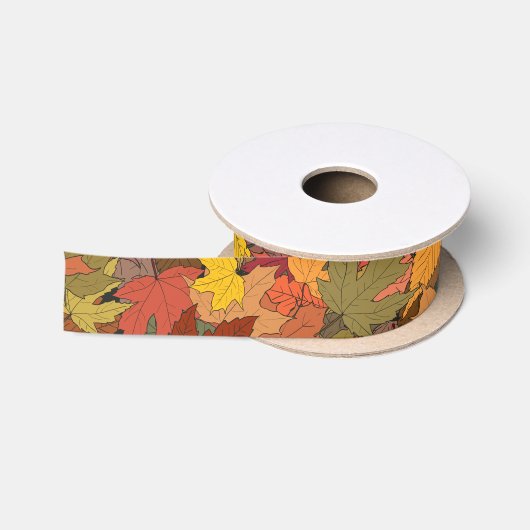 Kleurrijke herfstbladeren satijnen lint (Spoel)