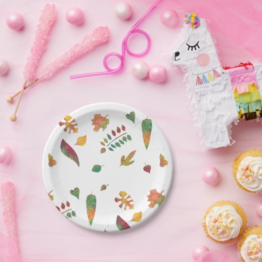 Kleurrijke Herfstbladeren Schilderen Papieren Bord (Feest)