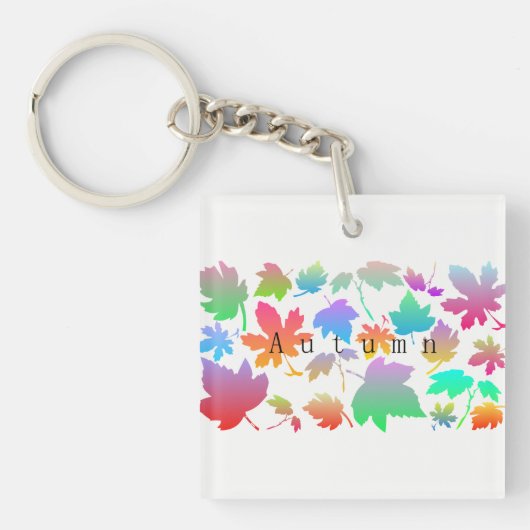 Kleurrijke herfstbladeren sleutelhanger (Voorkant)