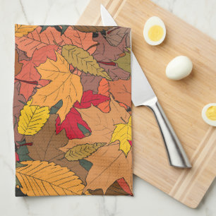 Kleurrijke herfstbladeren theedoek