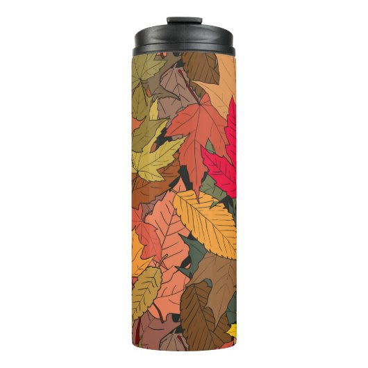 Kleurrijke herfstbladeren thermosbeker (Voorkant)