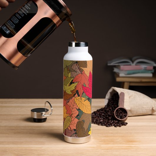 Kleurrijke herfstbladeren waterfles (Koffie)