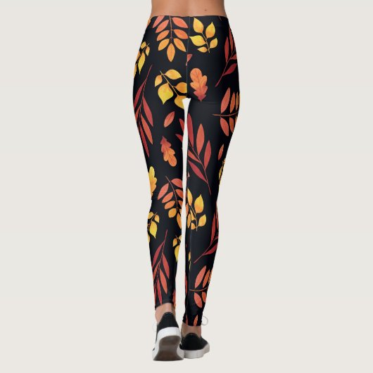 Kleurrijke herfstbladeren Waterverf Leggings (Achterkant)