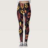Kleurrijke herfstbladeren Waterverf Leggings (Voorkant)