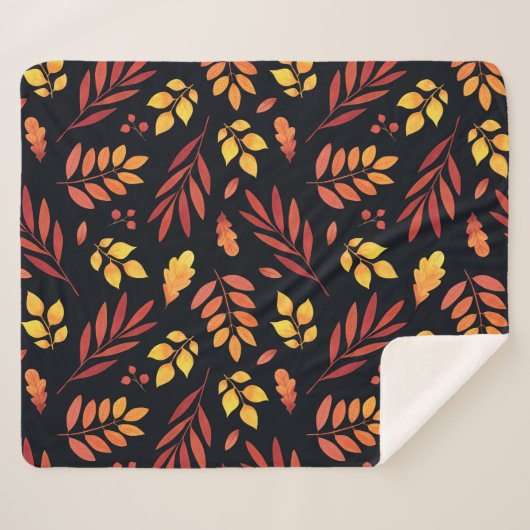 Kleurrijke herfstbladeren Waterverf Sherpa Deken (Voorkant (horizontaal))