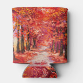 Kleurrijke herfstbomen, impressionistische oliever blikjeskoeler (Achterkant)