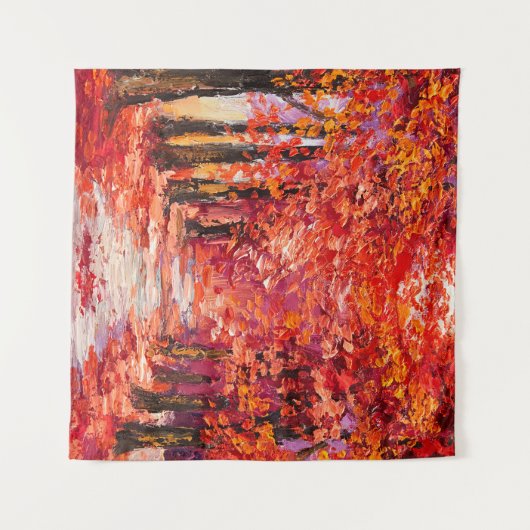 Kleurrijke herfstbomen, impressionistische oliever wandkleed (Voorkant (horizontaal))