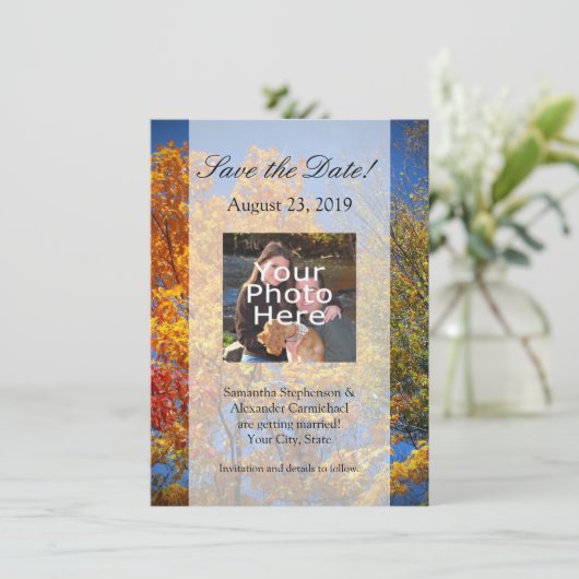 Kleurrijke Herfstbomen Save the Date Kaart (Staand voorkant)