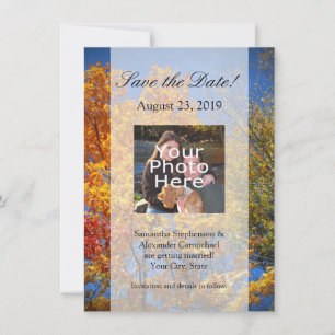 Kleurrijke herfstbomen Save the Date Kaart