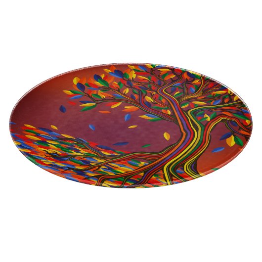 Kleurrijke herfstboom gepersonaliseerde thanksgivi snijplank (Hoek)